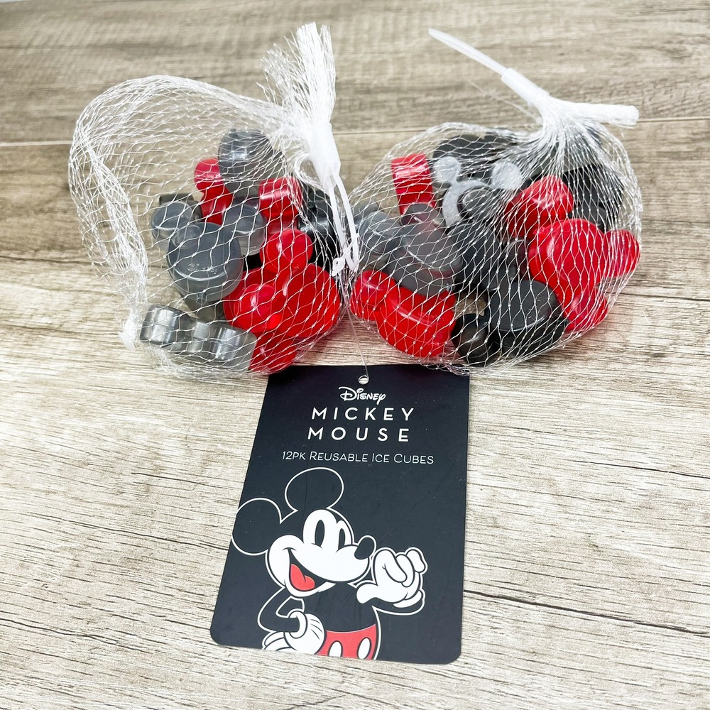 2 Disney Mickey Mouse Reusable Ice Cubes 12 Pack Red Grey Plastic New